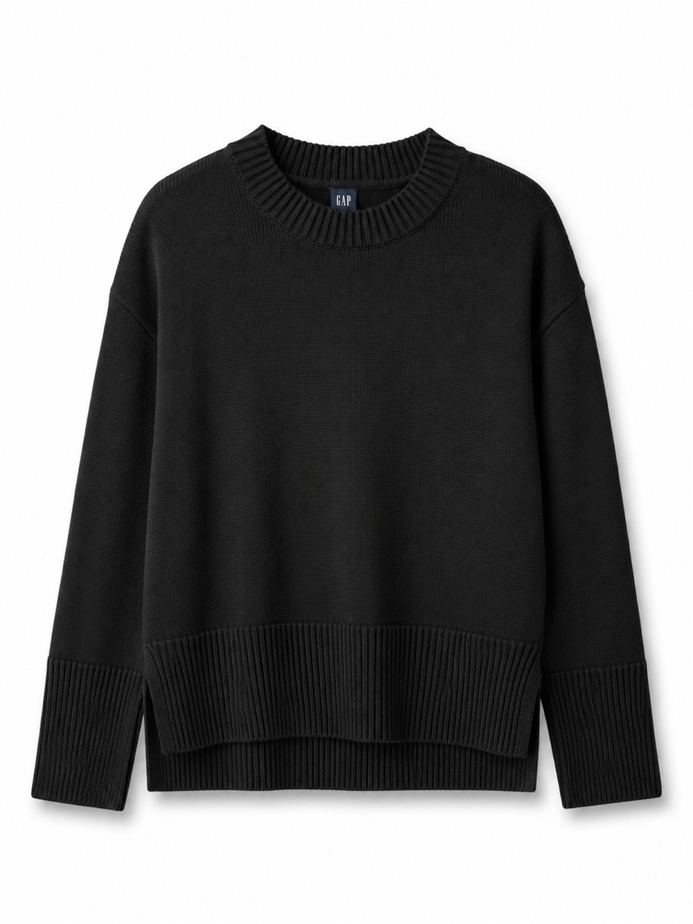 Gap Split Hem Crewneck Sweater Black Small